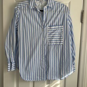 Ayr Deep End Blue & White Striped Button-Up Shirt